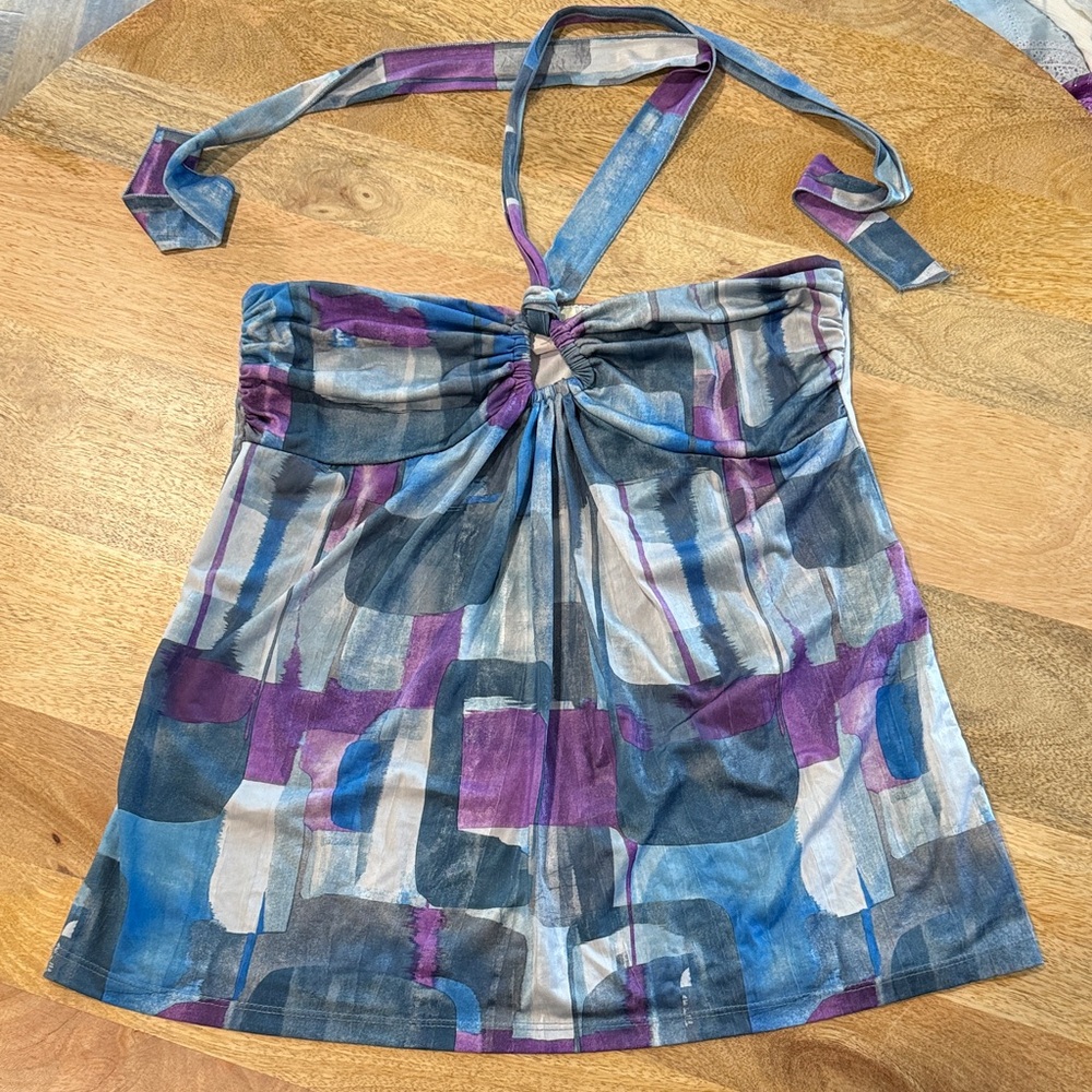 Y2K Stylish Women's Halter Top - Blue and Purple